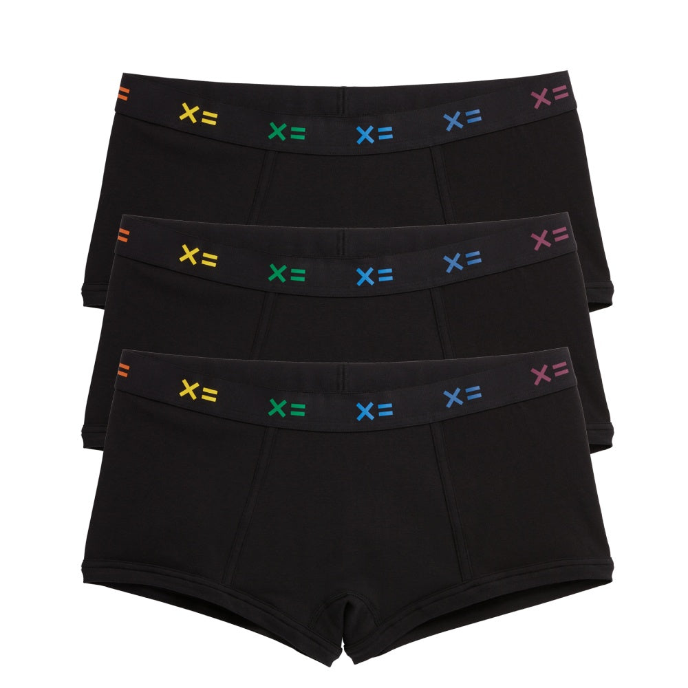 Boy Shorts 3-Pack - Cotton Black X= Rainbow