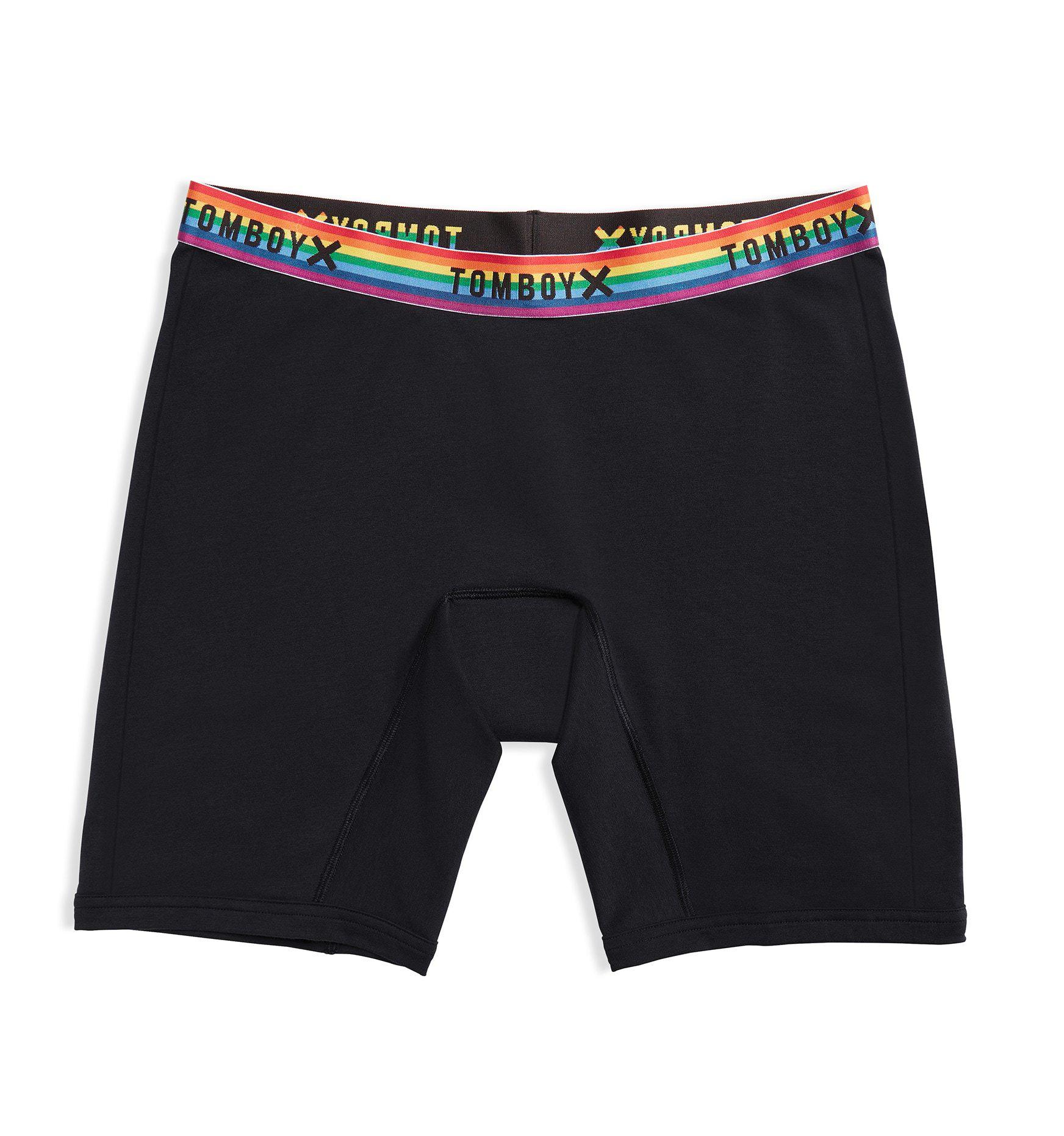 First Line Leakproof 9" Boxer Briefs - Black Rainbow-Underwear-TomboyX