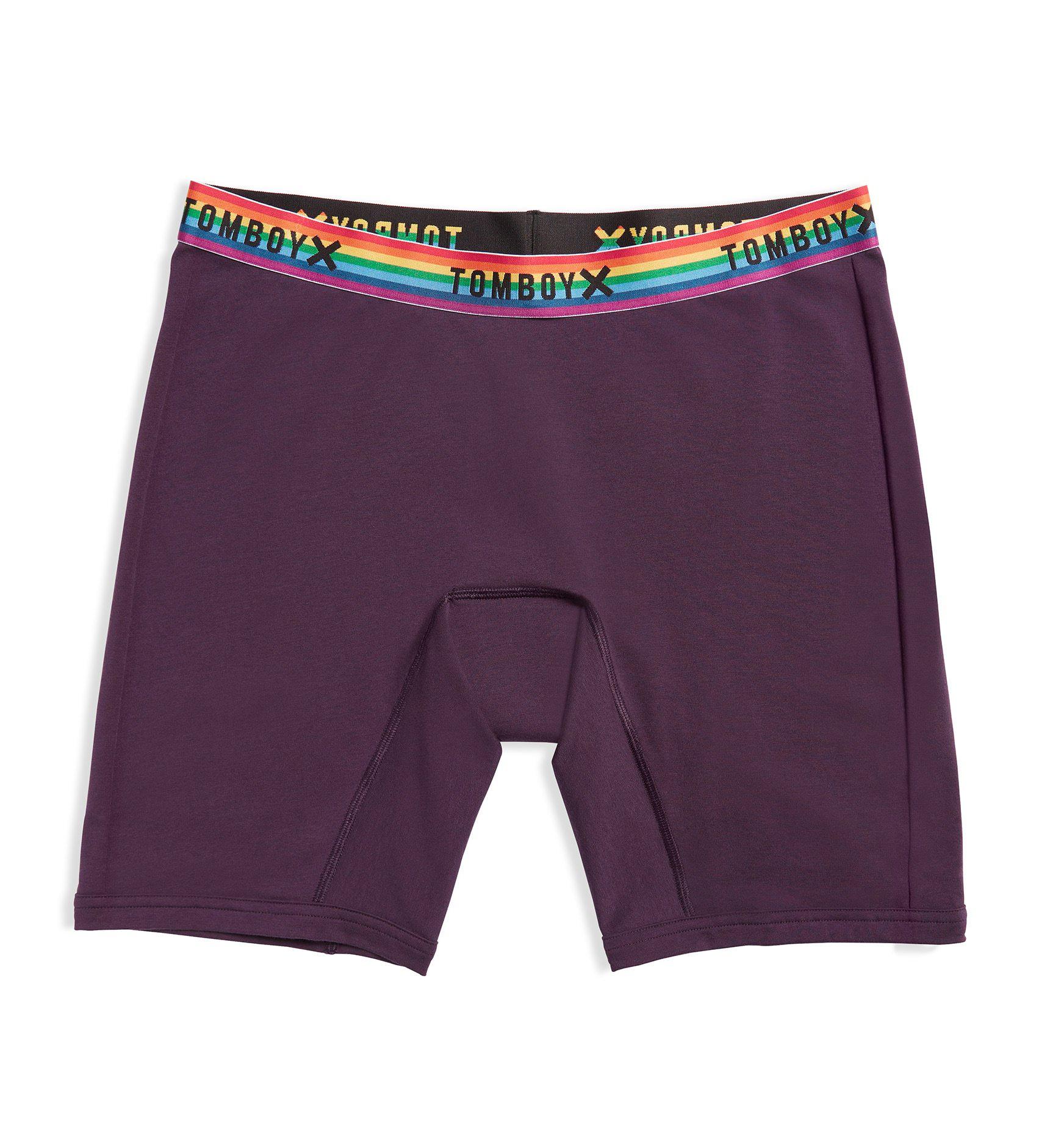 First Line Leakproof 9" Boxer Briefs - Plum Rainbow-Underwear-TomboyX