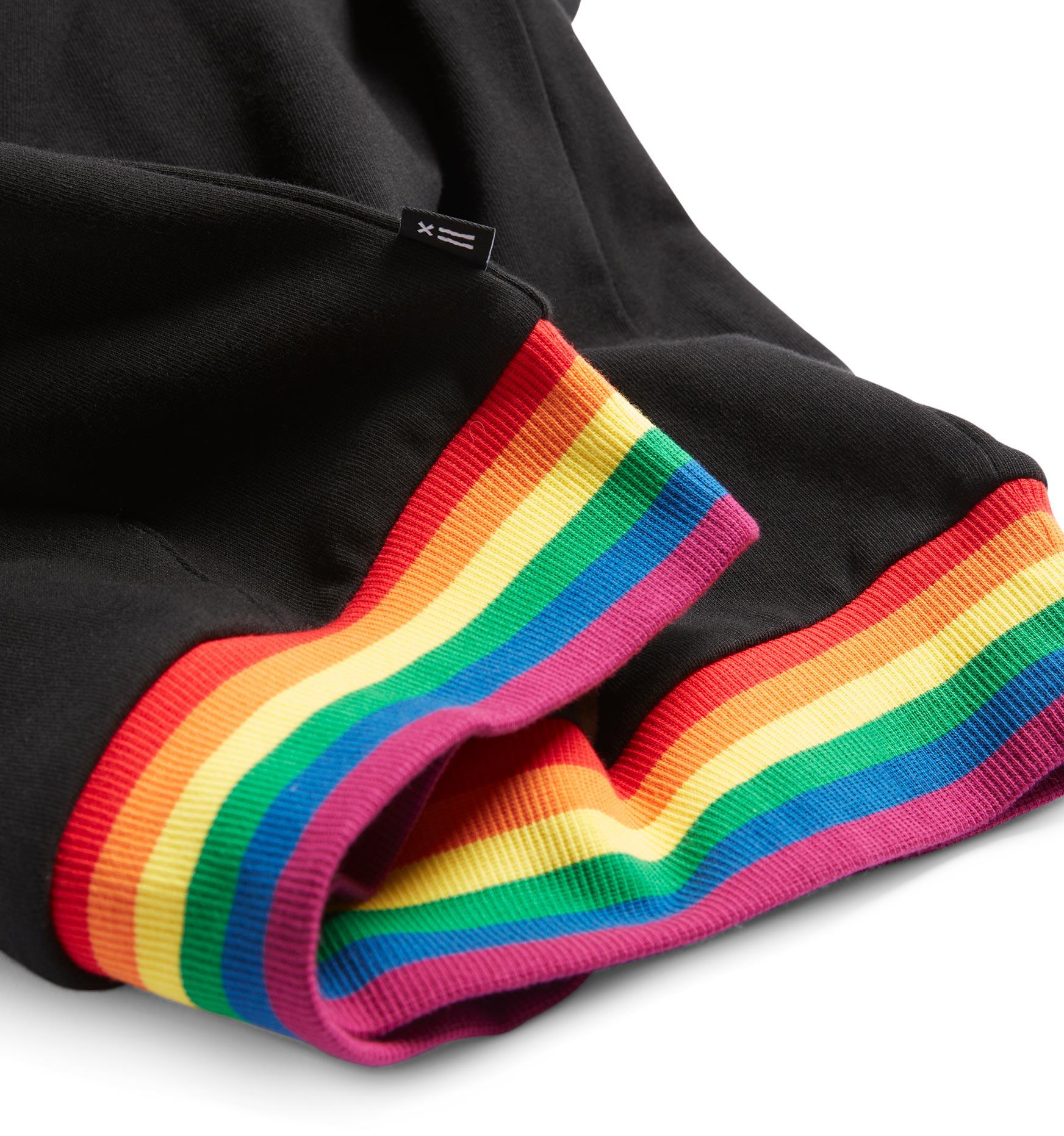 French Terry Sleeveless Hoodie - Black with Rainbow Rib-Loungewear-TomboyX