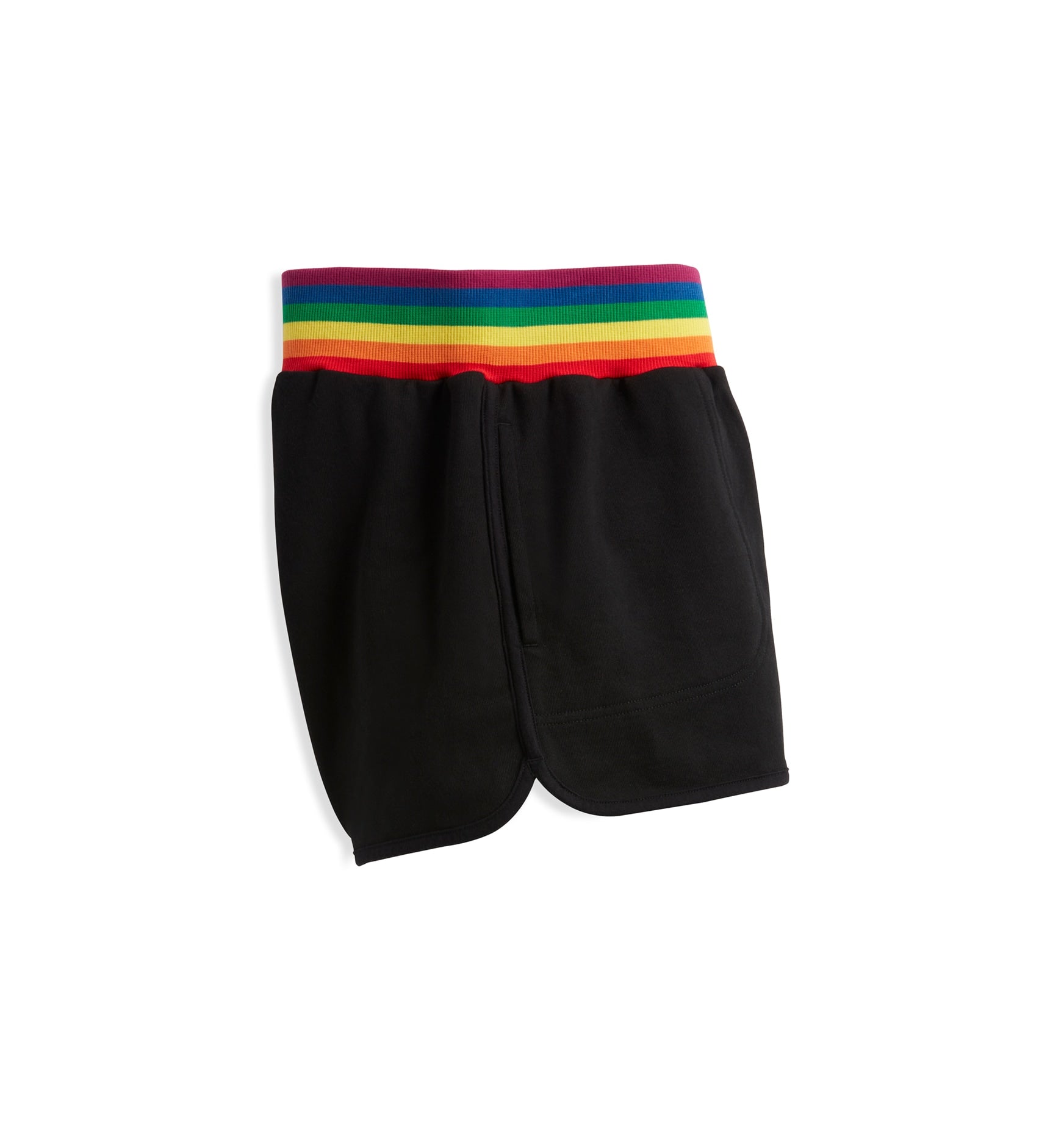 French Terry Track Shorts - Black with Rainbow Rib-Loungewear-TomboyX