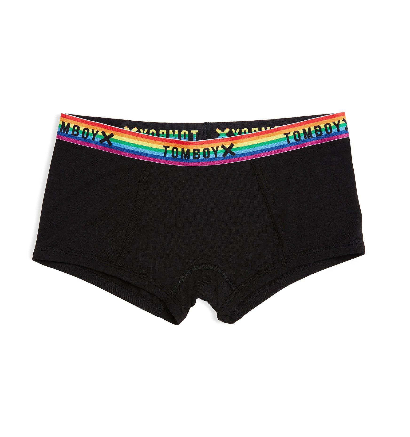 Boy Shorts - MicroModal Black Rainbow-Underwear-TomboyX
