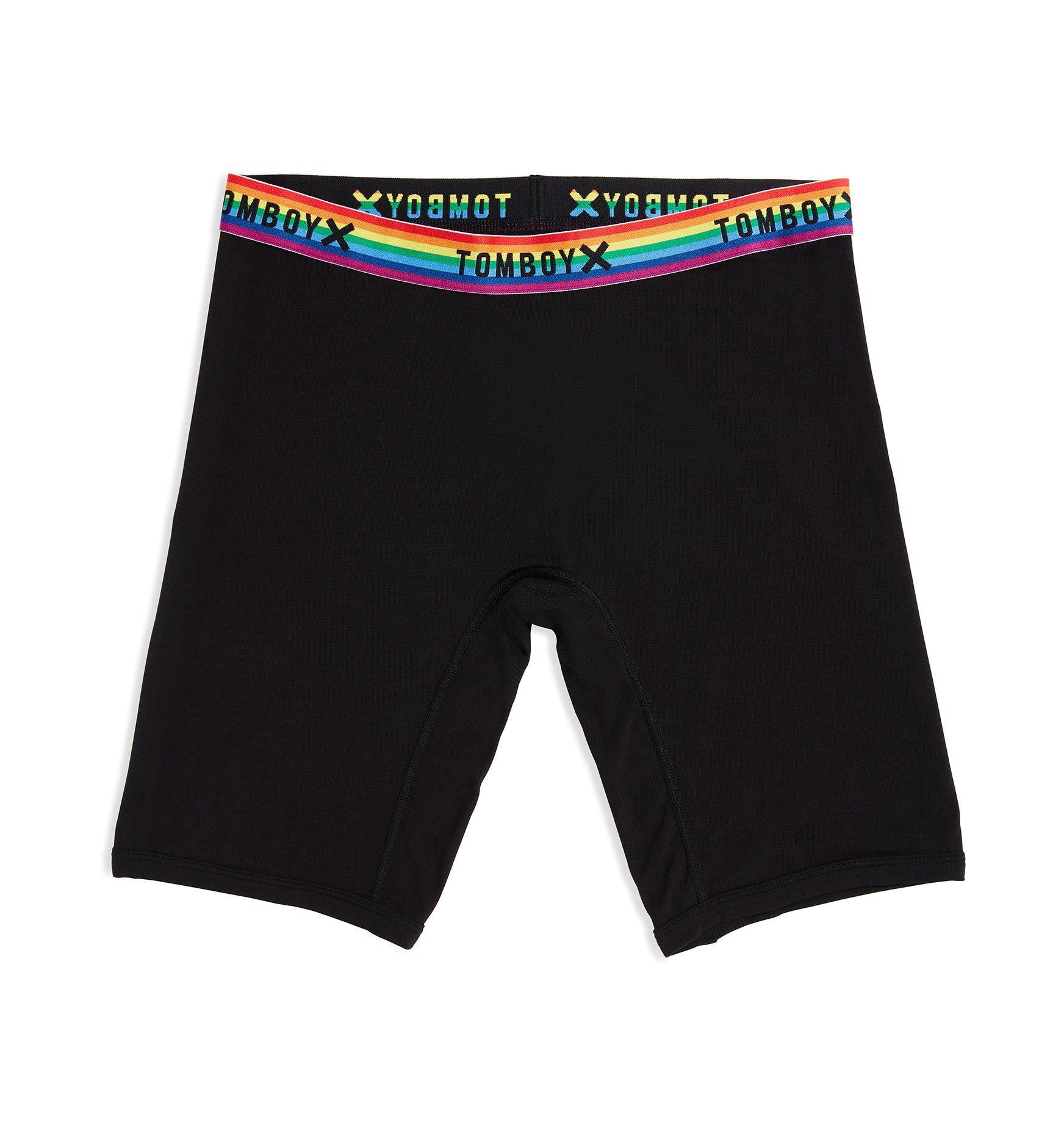 9" Boxer Briefs - MicroModal Black Rainbow-Underwear-TomboyX