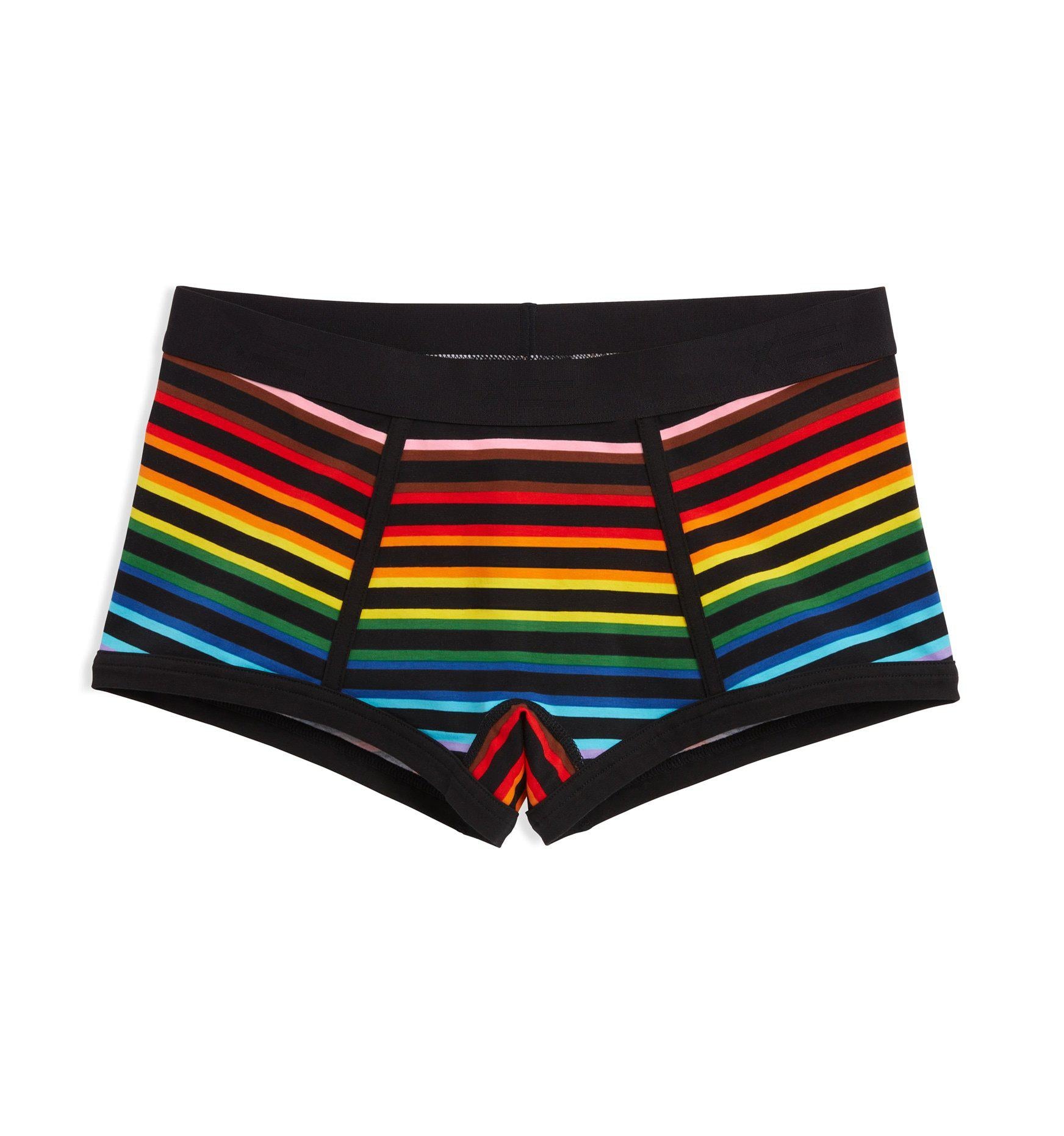TomboyX 4.5 Trunks, Micromodal Boxer Briefs Underwear, All Day Comfort  -X-Small/Black Rainbow at  Women's Clothing store