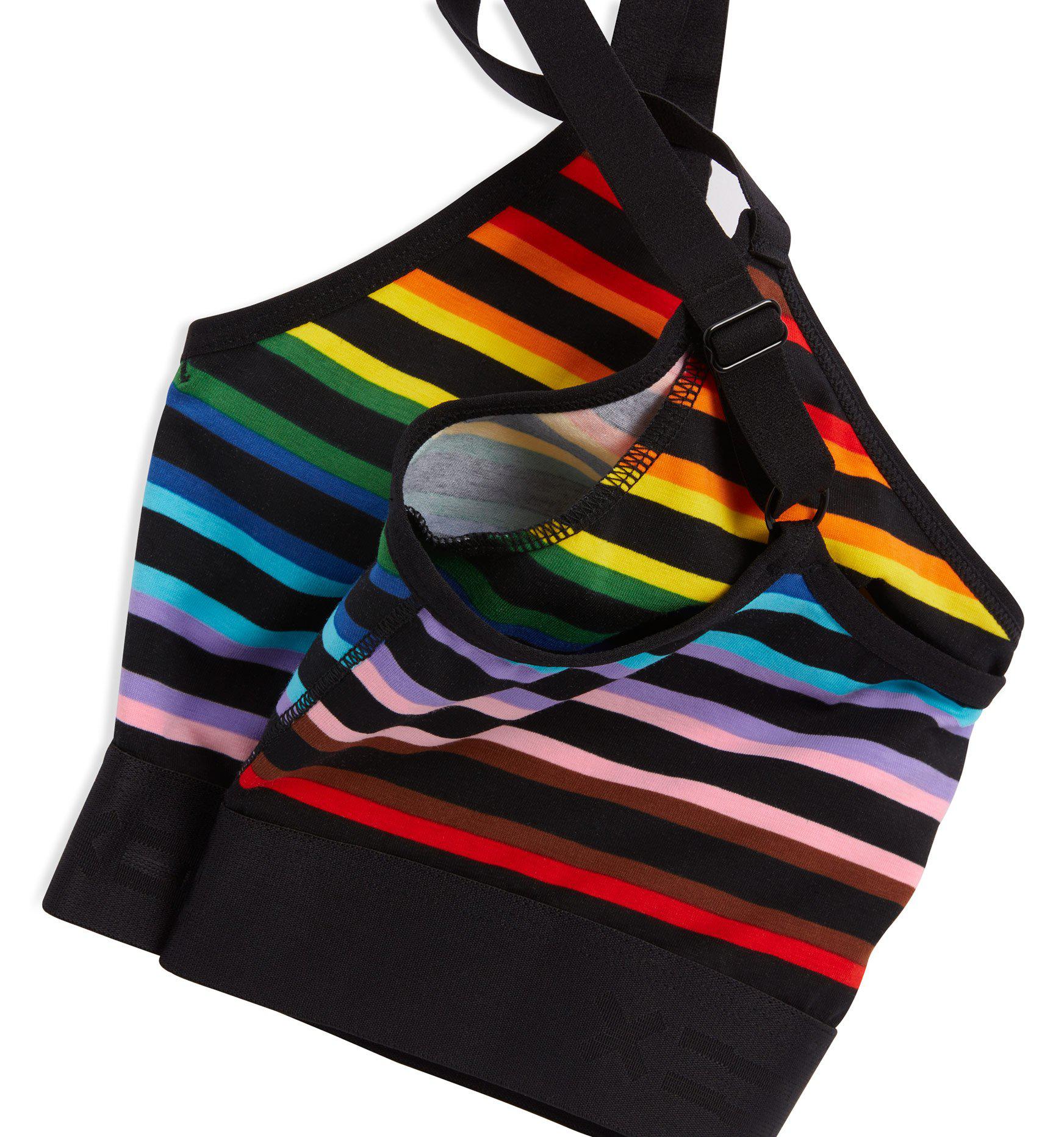 V Neck Bralette - Progress Pride Stripes-Bra-TomboyX