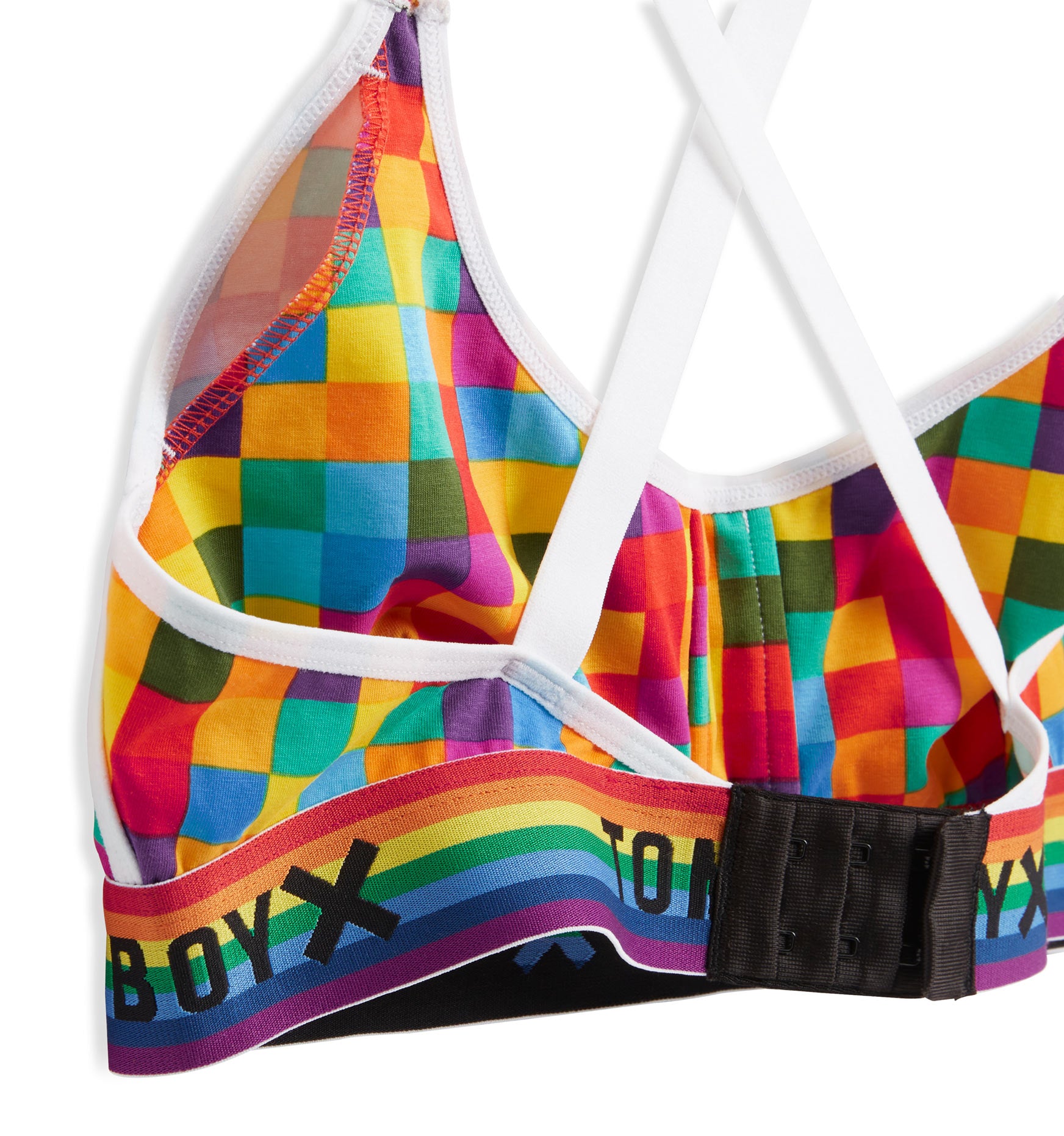 Prism Scoop Bralette - Rainbow Squared Print- Bra - TomboyX