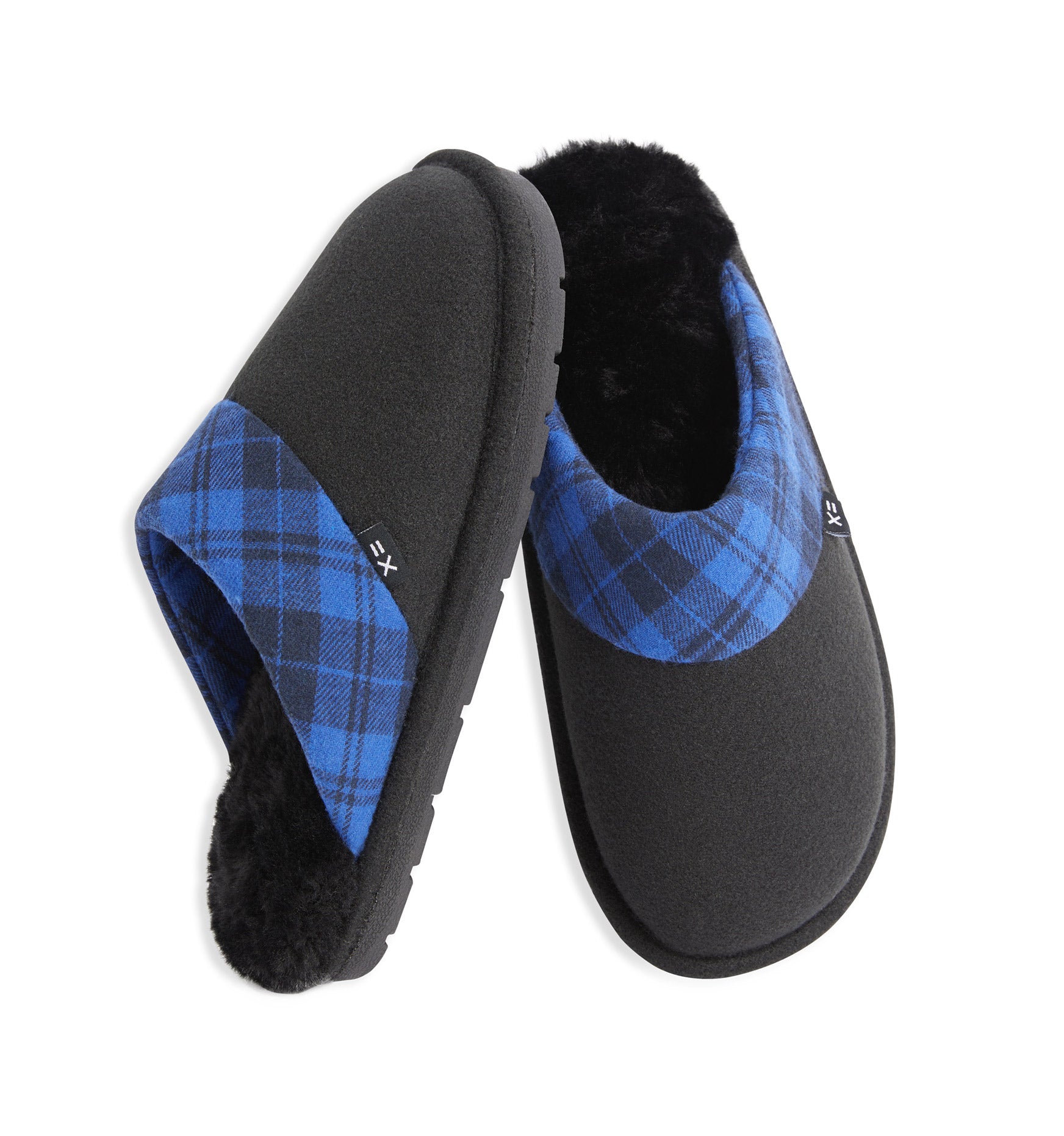 Cozy Flannel Slipper LC - Black and Royal
