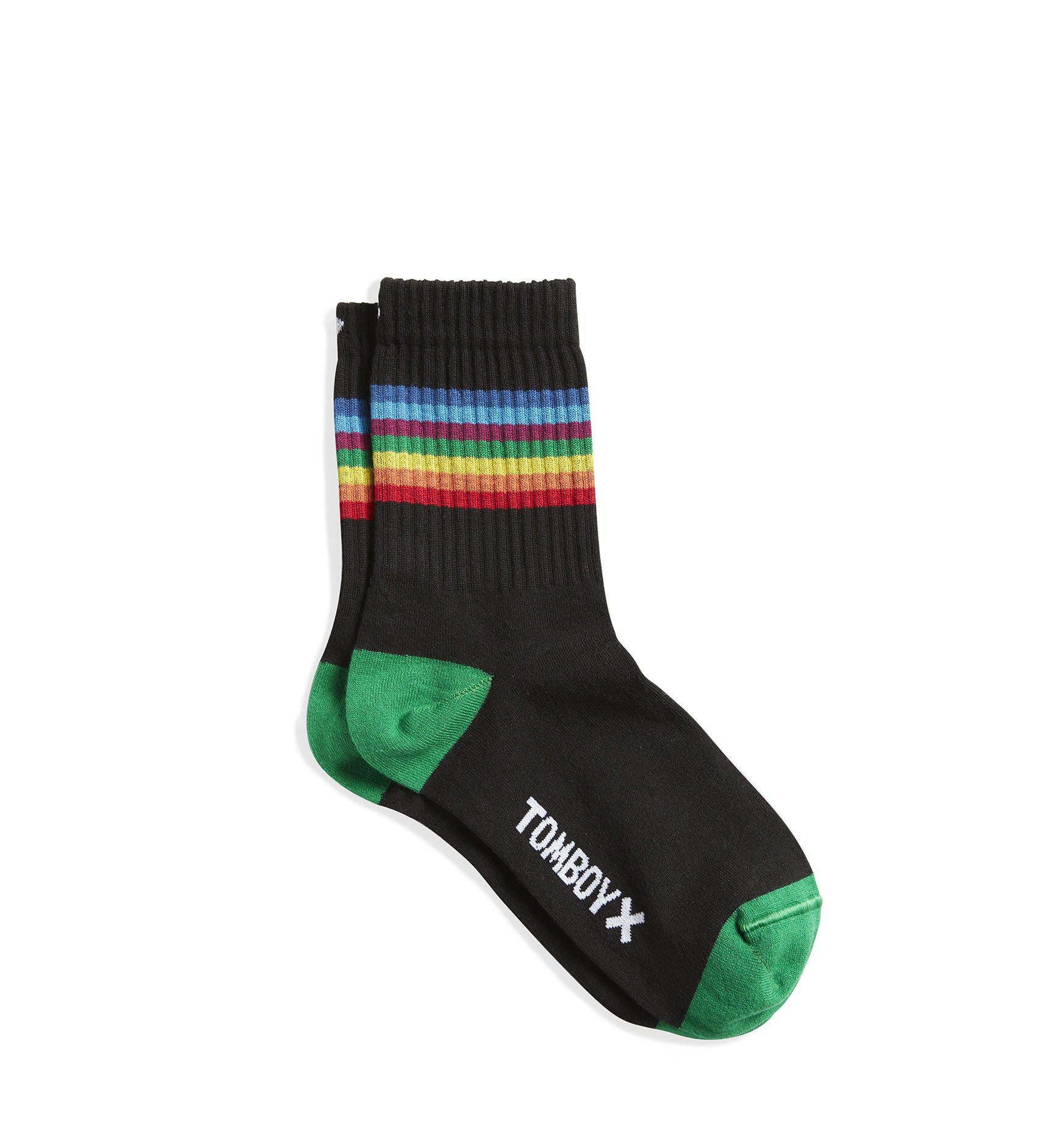 Exclusive: Anklet Crew Socks - TomboyX Black with Rainbow-Socks-TomboyX