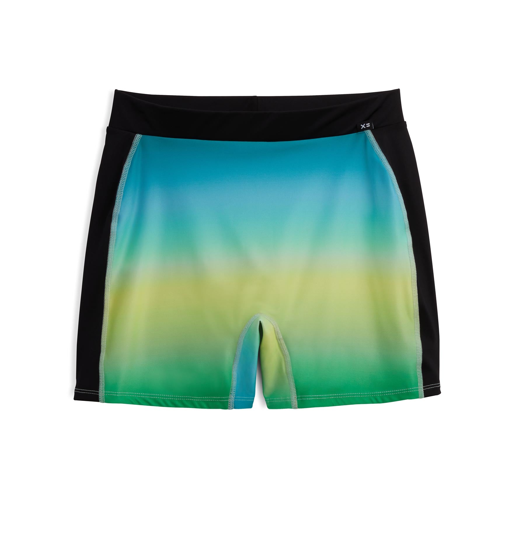 TomboyX Swim 4.5 Shorts, Quick Dry Bathing Suit Bottom Mid-Rise Trunks,  Bike Short Style, Plus Size Inclusive (XS-4X) Rainbow Pride Strip Large